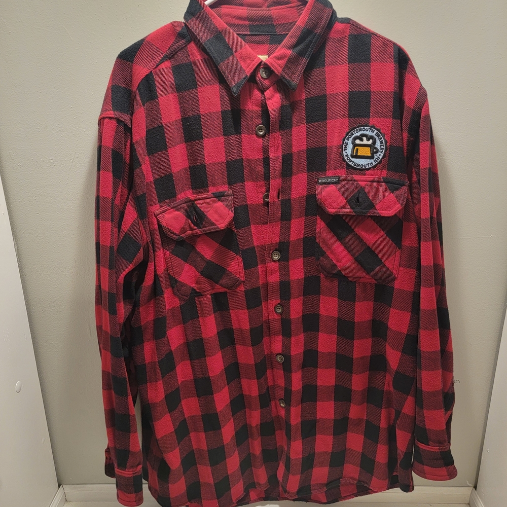 Woolrich Red and Black Checkered Men's Flannel "Portsmouth Brewing"